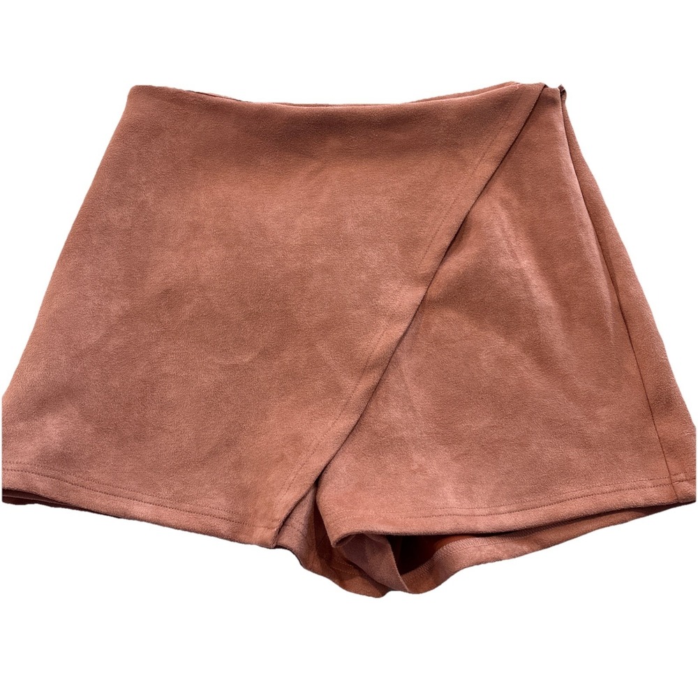 About Us‎ Wrap Suede Mini Skirt Size Med Brown Zipper Boho Retro